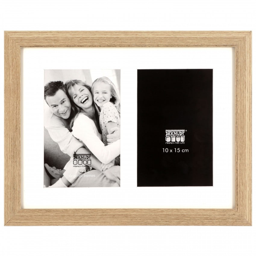 Cadre Photo 3 Photos 15x20cm Deknudt - Passe-partout Argenté 28x55cm