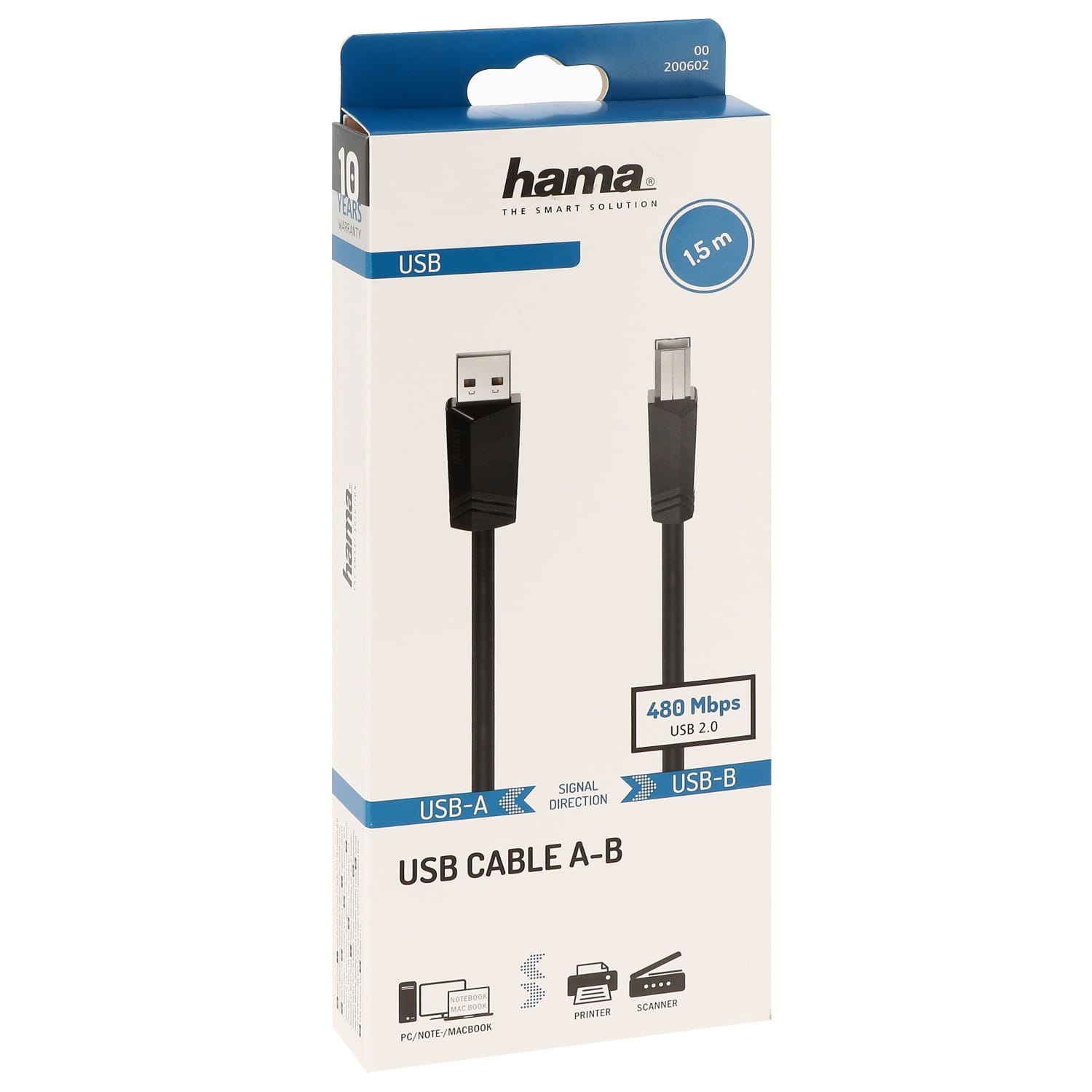 Câble USB 2.0 type A / B mâle - Noir Longueur Câble 2 m