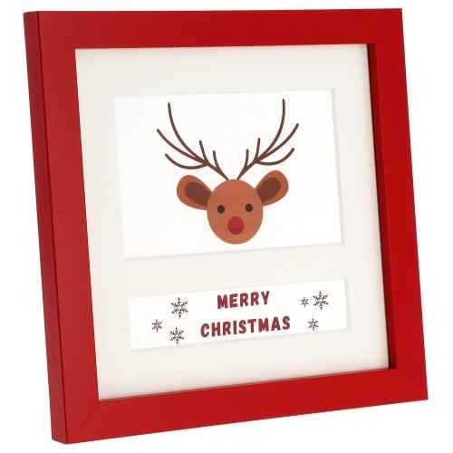 DEKNUDT - Cadre photo bois rouge avec motif de Noël - Pour photo 10x15cm