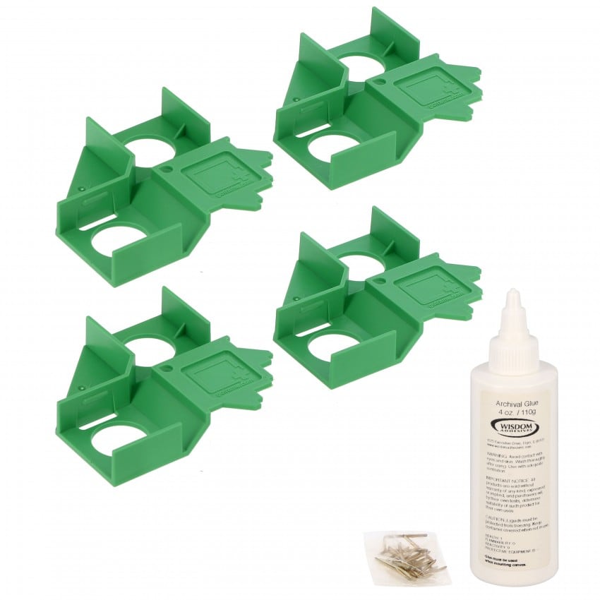 Accessoire châssis GOFRAME Kit de démarrage (4 coins de montage + 1 colle + agrafes)