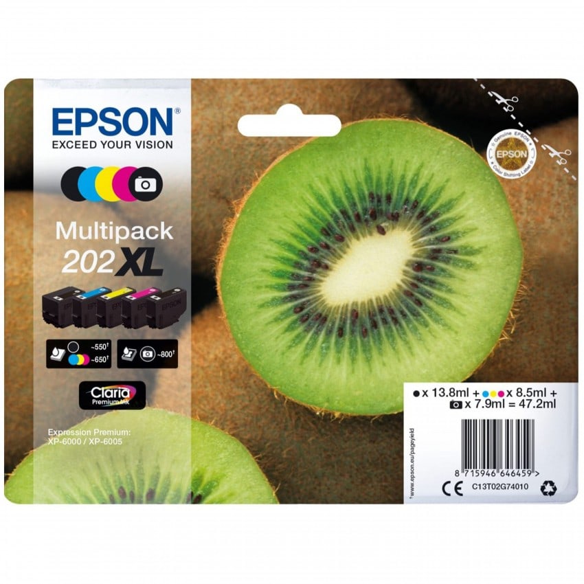 Epson cartouche Kiwi n°202XL multipack 5 couleurs (C,M,J,N+N photo) *