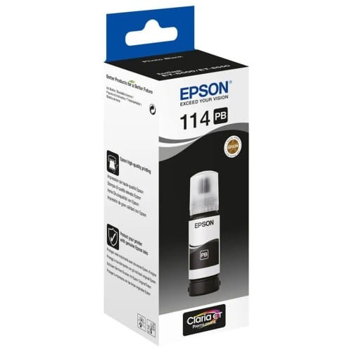 EPSON - Bouteille d'encre 114 Encre NOIR PHOTO (PB) pour Ecotank ET-8500 et ET-8550