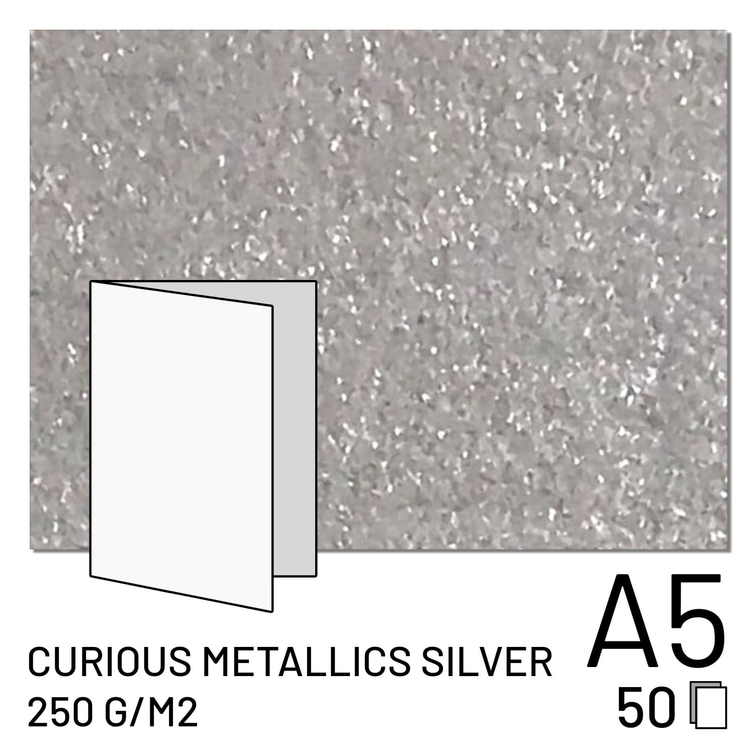 Papier FUJI Curious Metallics Silver - 250g A4 plié / A5 2 volets (50 feuilles) (70100148097)