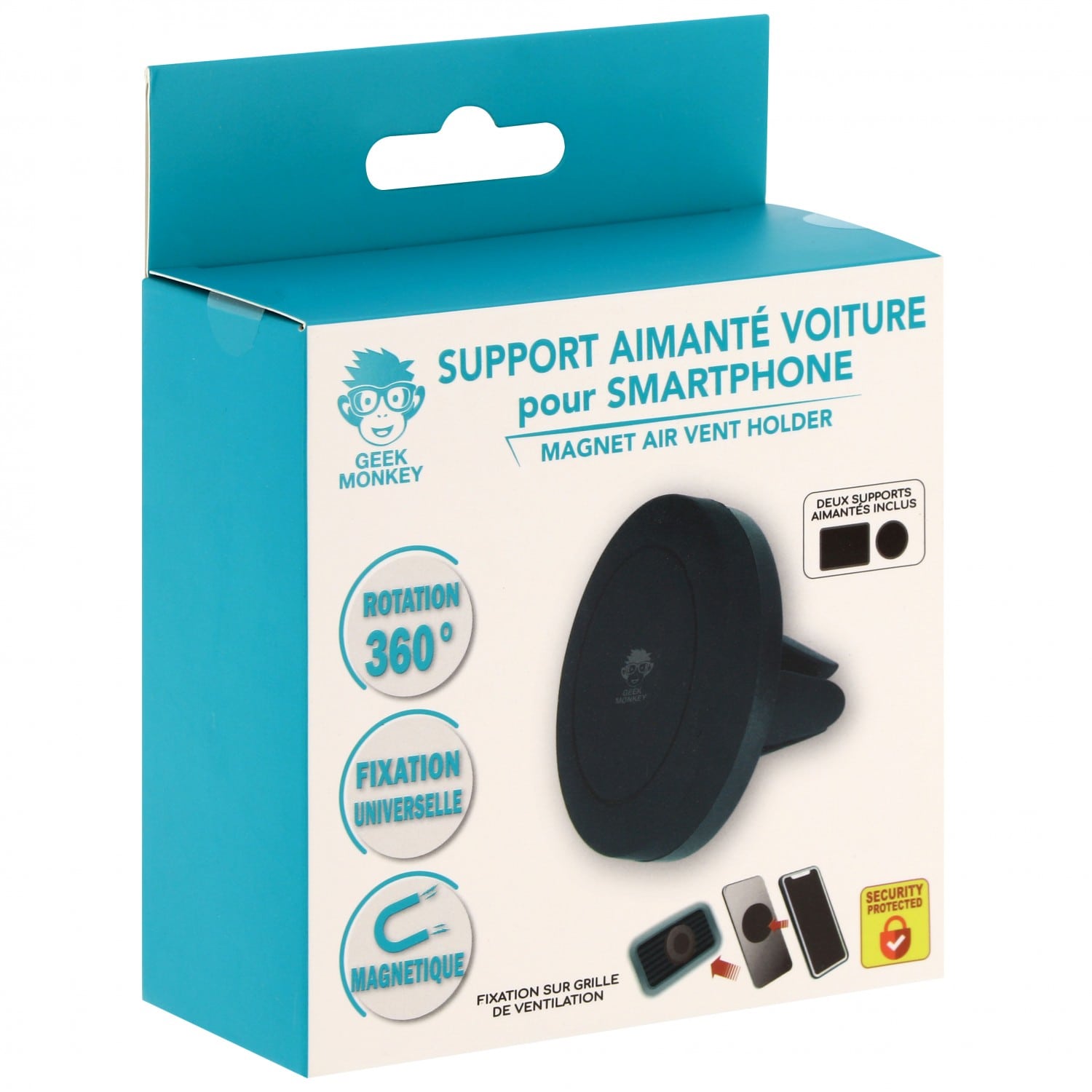 Support Telephone Voiture Magnetique Aimant Universel Noir