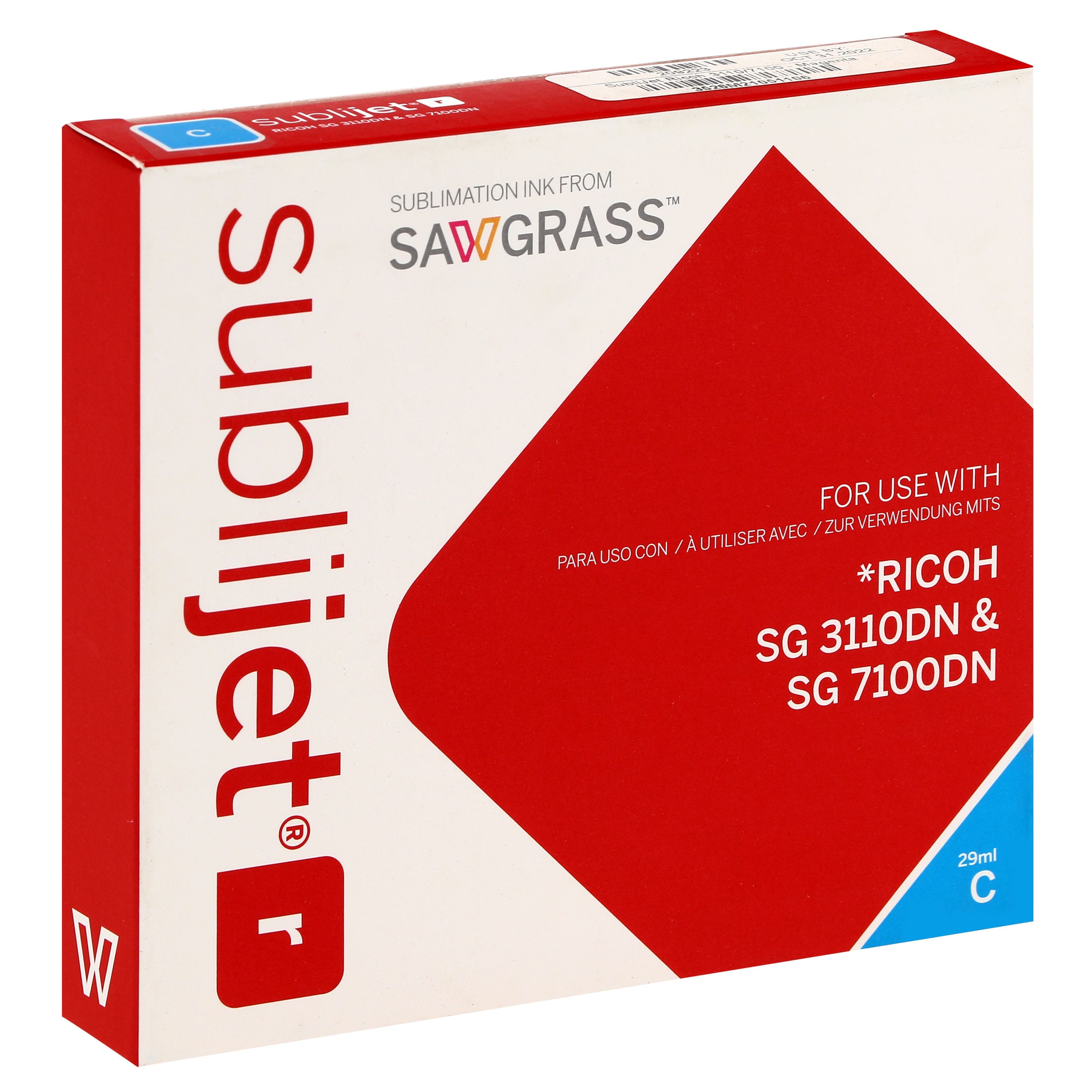 SAWGRASS - Encre sublimation Sublijet-R - Cyan 29ml - pour RICOH SG3110/7100DN