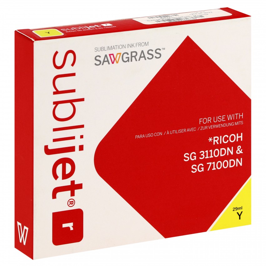 Encre sublimation SAWGRASS Sublijet-R -  Jaune 29ml - pour RICOH SG3110/7100DN