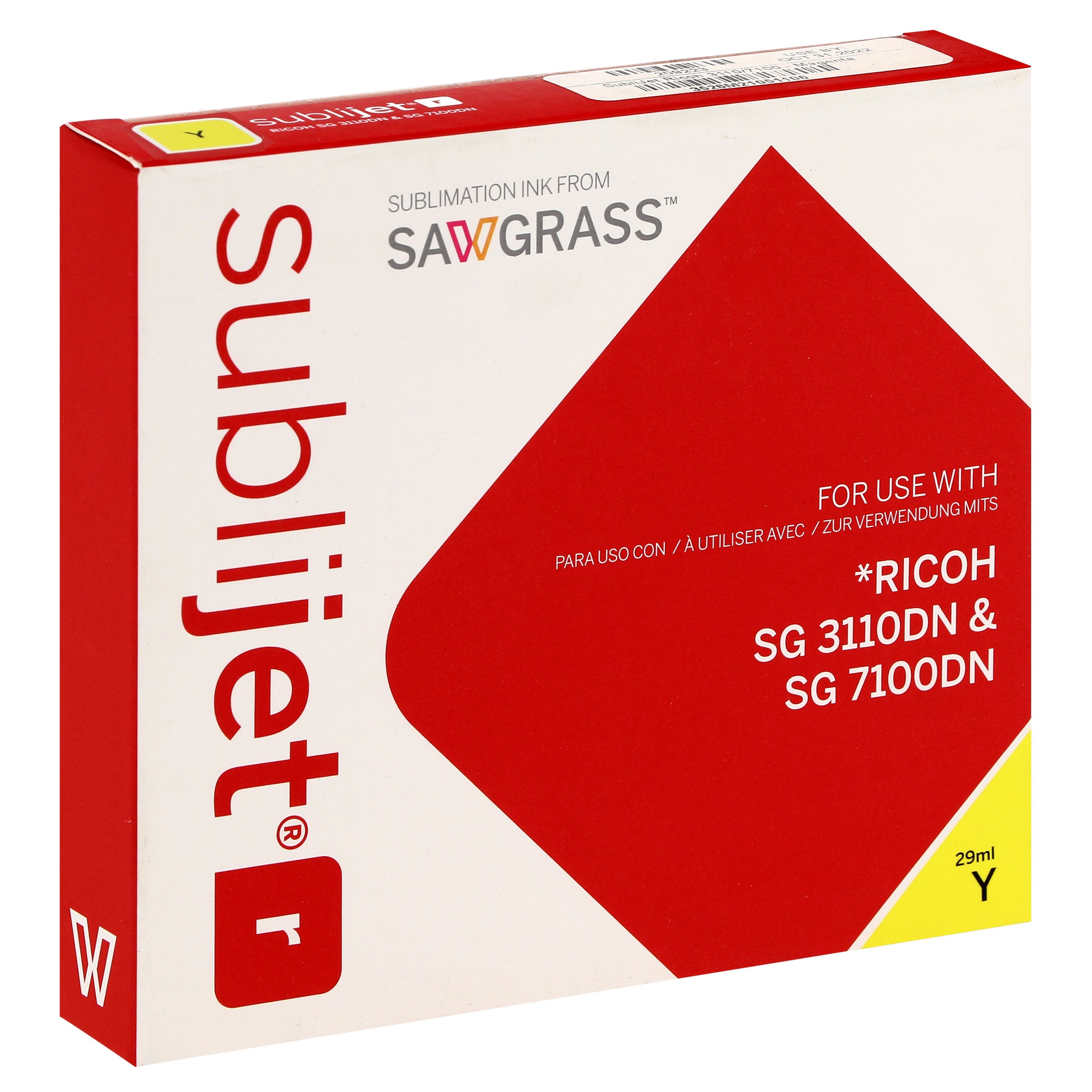 SAWGRASS - Encre sublimation Sublijet-R -  Jaune 29ml - pour RICOH SG3110/7100DN