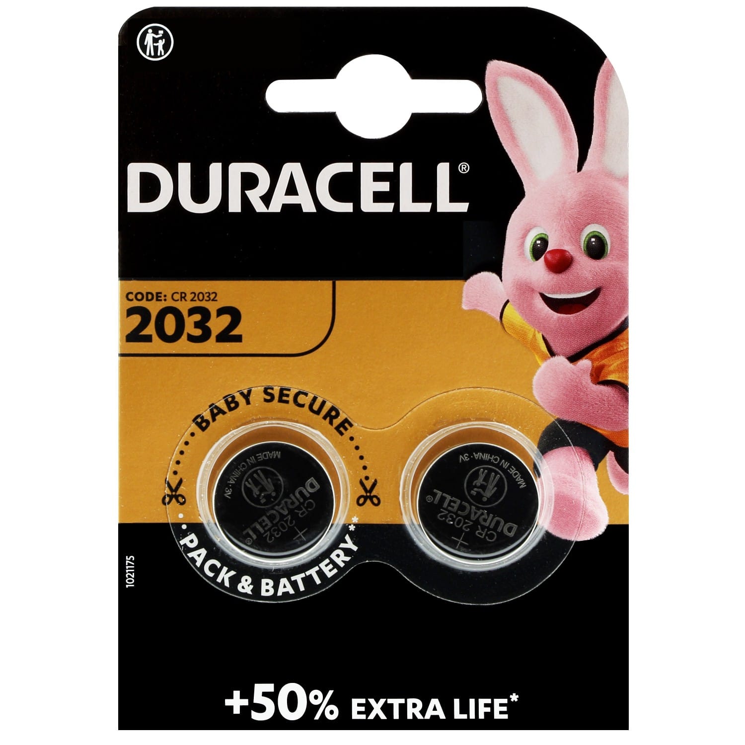 Pile lithium CR2032 3V DURACELL Blister de 2 piles