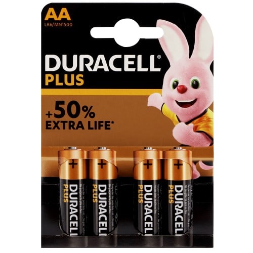 DURACELL - Pile alcaline LR6 AA AM3 1,5V Plus Power Duralock Blister de 4 piles