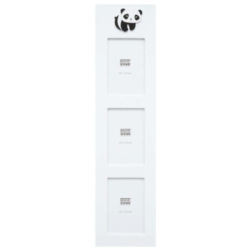 Deknudt cadre bois blanc avec panda pour 3 photos 10x15 (L''unité)