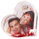 Cadre photo DEKNUDT forme coeur avec paillettes rouges - pour photo Dim. 10x8,5x3cm