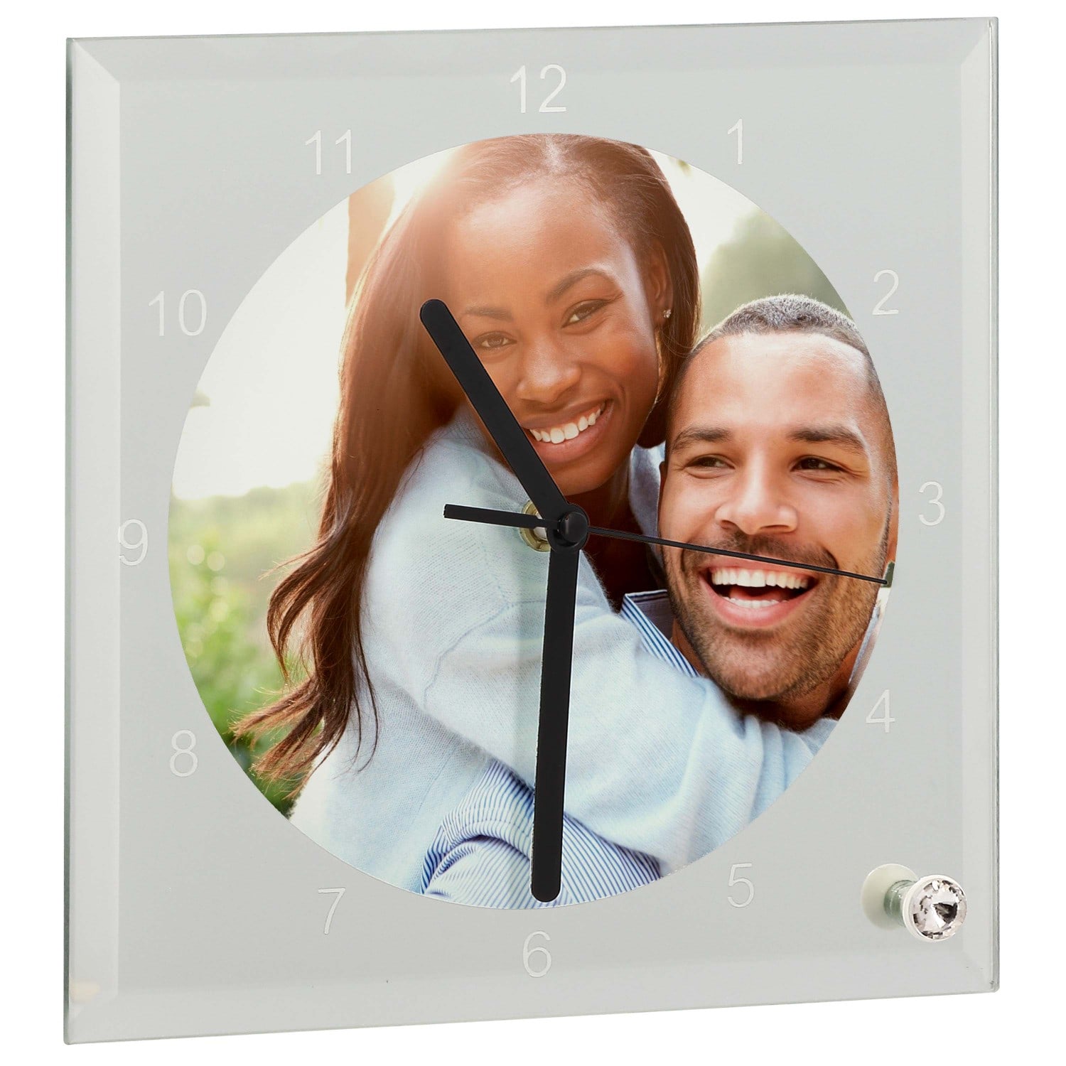 Horloge TECHNOTAPE verre ronde 20cm - Aiguilles noires pour sublimation