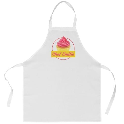 Tablier de cuisine blanc - 100% polyester sensation coton - Dim. 71x85cm