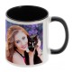 Mug céramique MB TECH 330ml (11oz) - Blanc/poignée et intérieur noir - Certifié contact alimentaire - Diam. ext. 82mm/Haut. 96mm