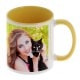 Mug céramique MB TECH 330ml (11oz) - Blanc/poignée et intérieur jaune - Certifié contact alimentaire - Diam. ext. 82mm/Haut. 96m