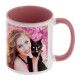 Mug céramique MB TECH 330ml (11oz) - Blanc/poignée et intérieur rose - Certifié contact alimentaire - Diam. ext. 82mm/Haut. 96mm