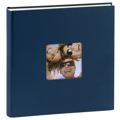 Album photo traditionnel FUN - 100 pages blanches + feuillets cristal - 400 photos - Couverture Bleue 30x30cm + fenêtre (Reconditionné)