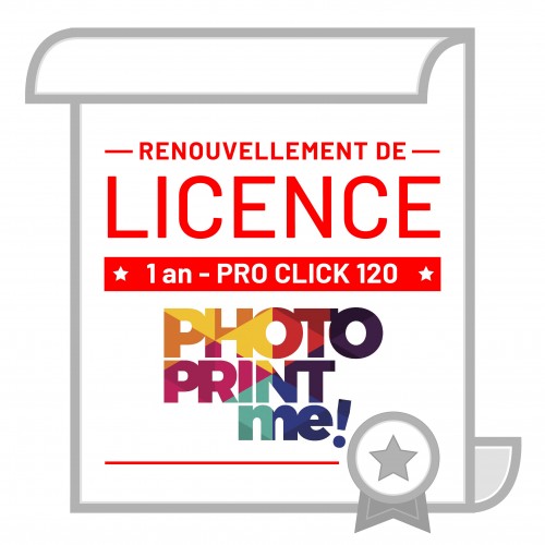 PhotoPrintMe Renouvellement licence pour 1 an - Payement en ligne - pour PRO CLICK 120 - Livré sous forme de code d'installation