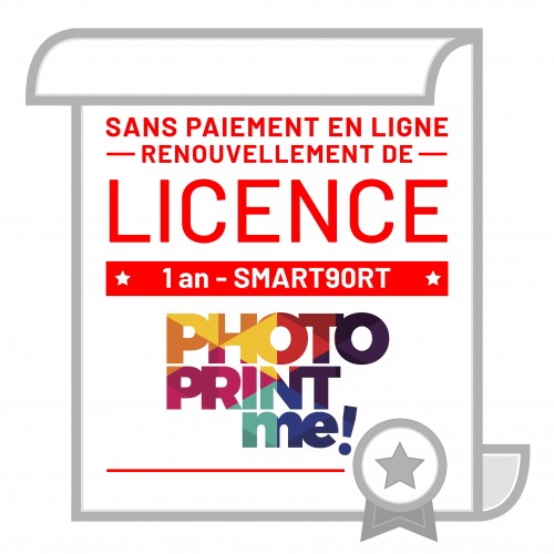 PhotoPrintMe - Renouvellement licence pour 1 an - Sans payement en ligne - pour kiosk SMART90RT
