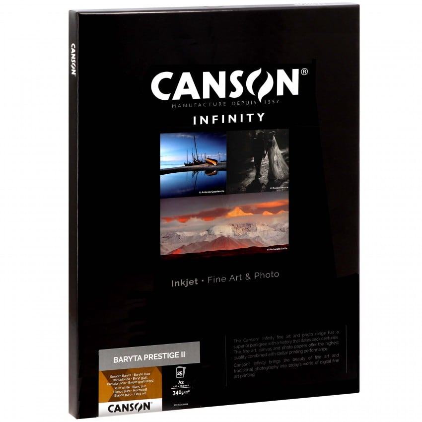 CANSON - Papier jet d'encre Infinity Baryta Prestige II brillant blanc 340g - A2 (42x59,4cm) - 25 feuilles