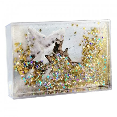 DEKNUDT - Cadre photo S66FD9 - Résine - Transparent avec étoiles dorées pour photo 10x15cm