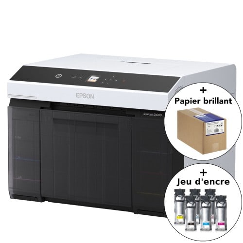 EPSON - Kit imprimante SureLab D1000 + 1 jeu d'encre 6 couleurs + papier SureLab Pro-S brillant 254g - 203mm x 65m - 2 rouleaux (Marqué au dos)