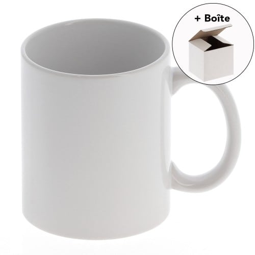 Mug céramique Pack mug blanc pour sublimation - 330ml + boîte en carton