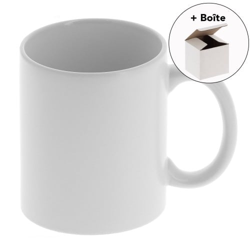Mug céramique Pack mug blanc mat pour sublimation - 330ml + boîte en carton