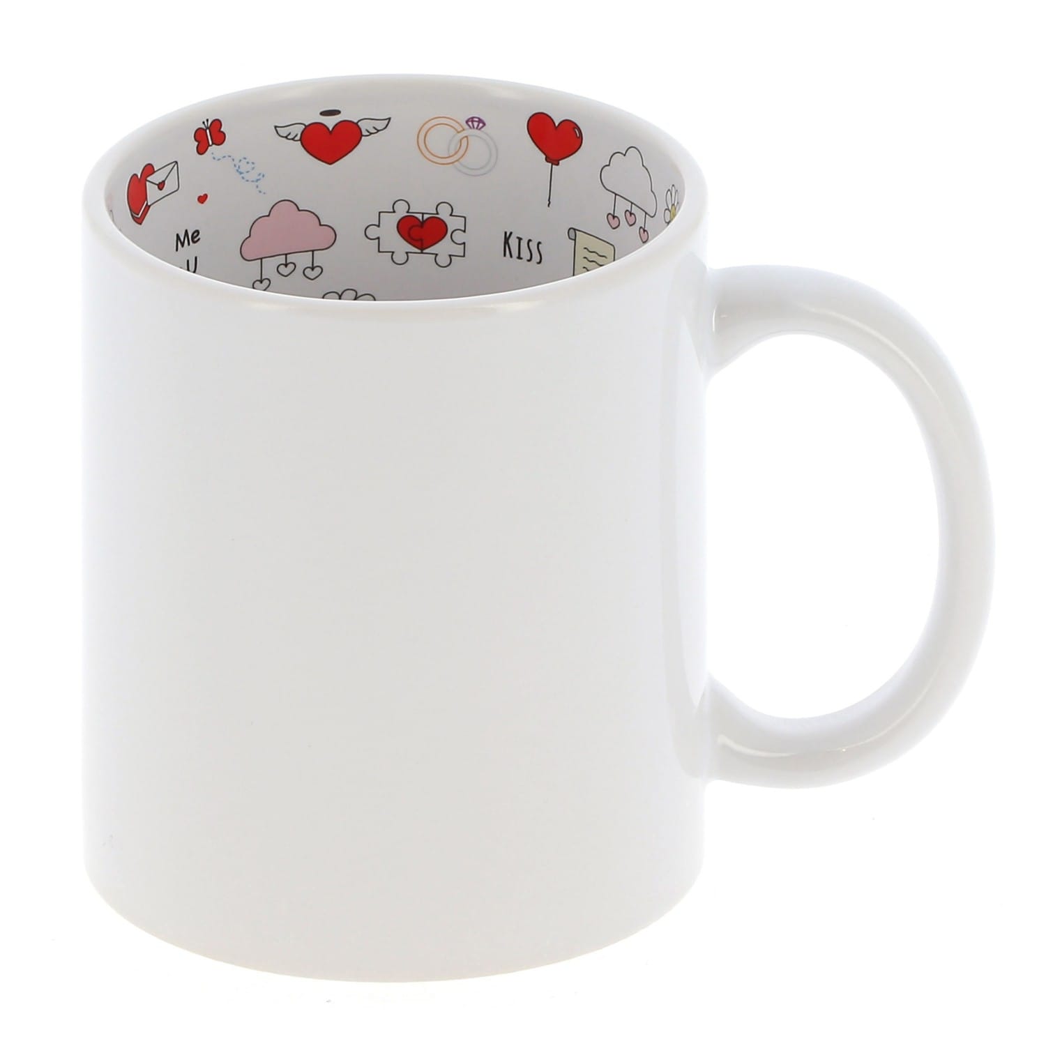 Mug sublimation intérieur Rouge anse coeur 330ml