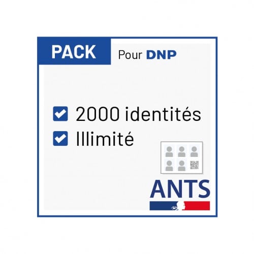 Pack pour matériels DNP (2000 identités / Illimité) permet la réalisation des identités ANTS.