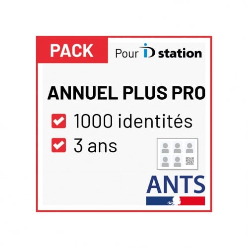 Pack pour ID STATION - ANNUEL PLUS PRO (1000 identités / 3 ans) permet la réalisation des identités ANTS.
