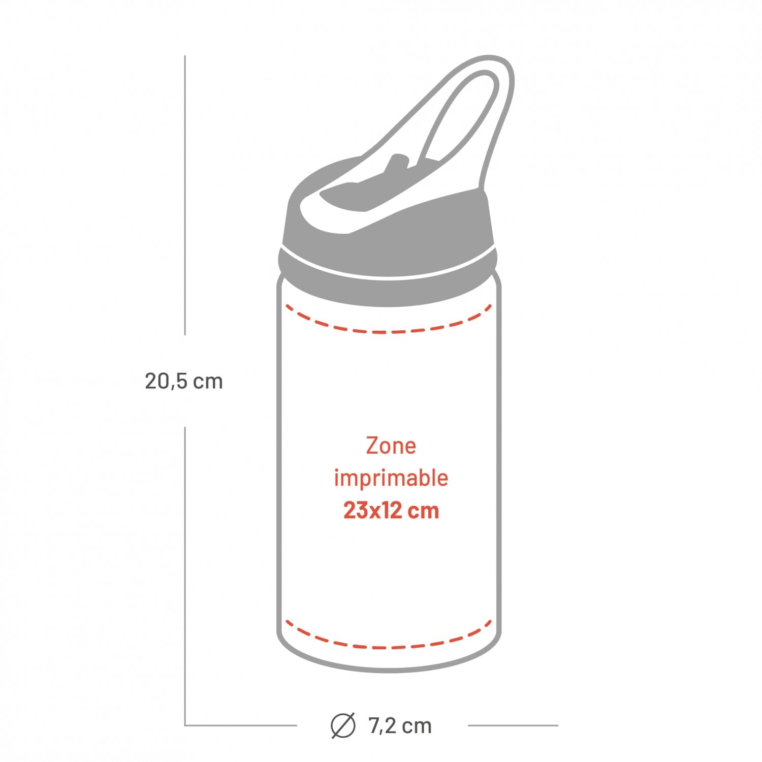 Gourde TECHNOTAPE 600 ml (20oz) Aluminium blanc - Embout buccal à