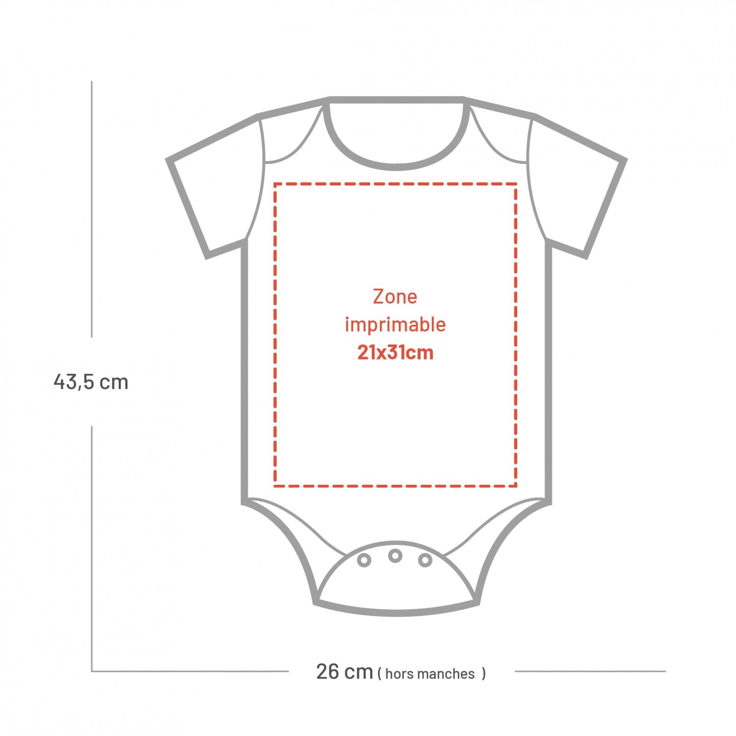 Body enfant en polyester 62/68cm - 3/6 mois pour sublimation