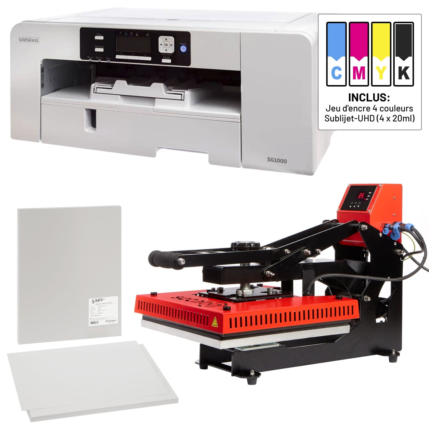 Machine de transfert de presse à chaud 5 en 1 avec kit de démarrage d'encre  de sublimation de colorant d'imprimante 