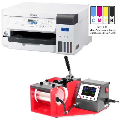EPSON - Kit Imprimante + Presse(s) - EPSON SC-F100 + 1 jeu d'encre + SECABO TM1 pour mugs