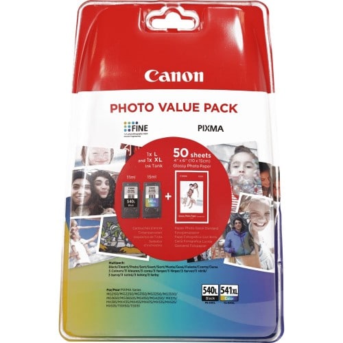 CANON - Cartouche d'encre PG-540L / CL-541XL noir & couleur (26ml) + 50 photos 10x15cm brillantes