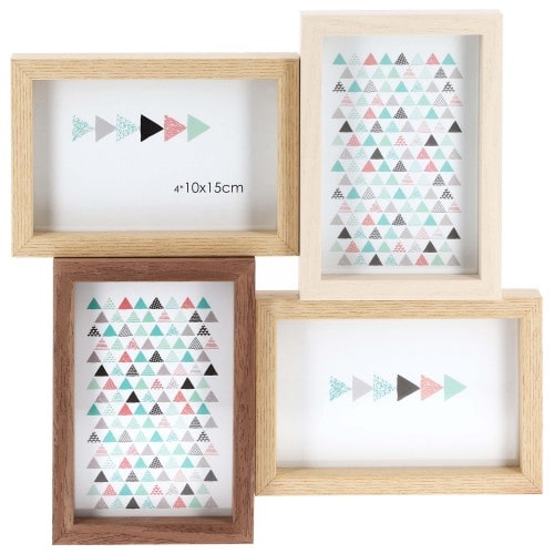 Cadre photo BRIO Scandi - multivues pour 4 photos 10x15 - 3 couleurs : blanc, bois brut et naturel