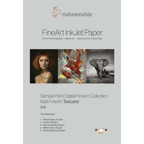 HAHNEMÜHLE - Papier jet d'encre - Sample Pack - Gamme FineArt Matt Textured - A4 (5 x 2 feuilles)