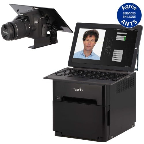 FastID - Kiosk photo identité - Imprimante CZ-01 + tablette W11 + Canon 2000D + câble 5m + support + logiciel biométrique Photomatic + consommable (10400040) pour 300 tirages 10x15 cm