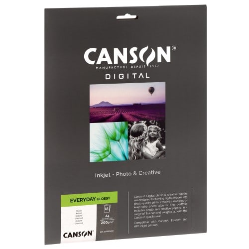 CANSON - Papier jet d'encre Digital Everyday brillant 200g - A4 (21x29,7cm) - 15 feuilles
