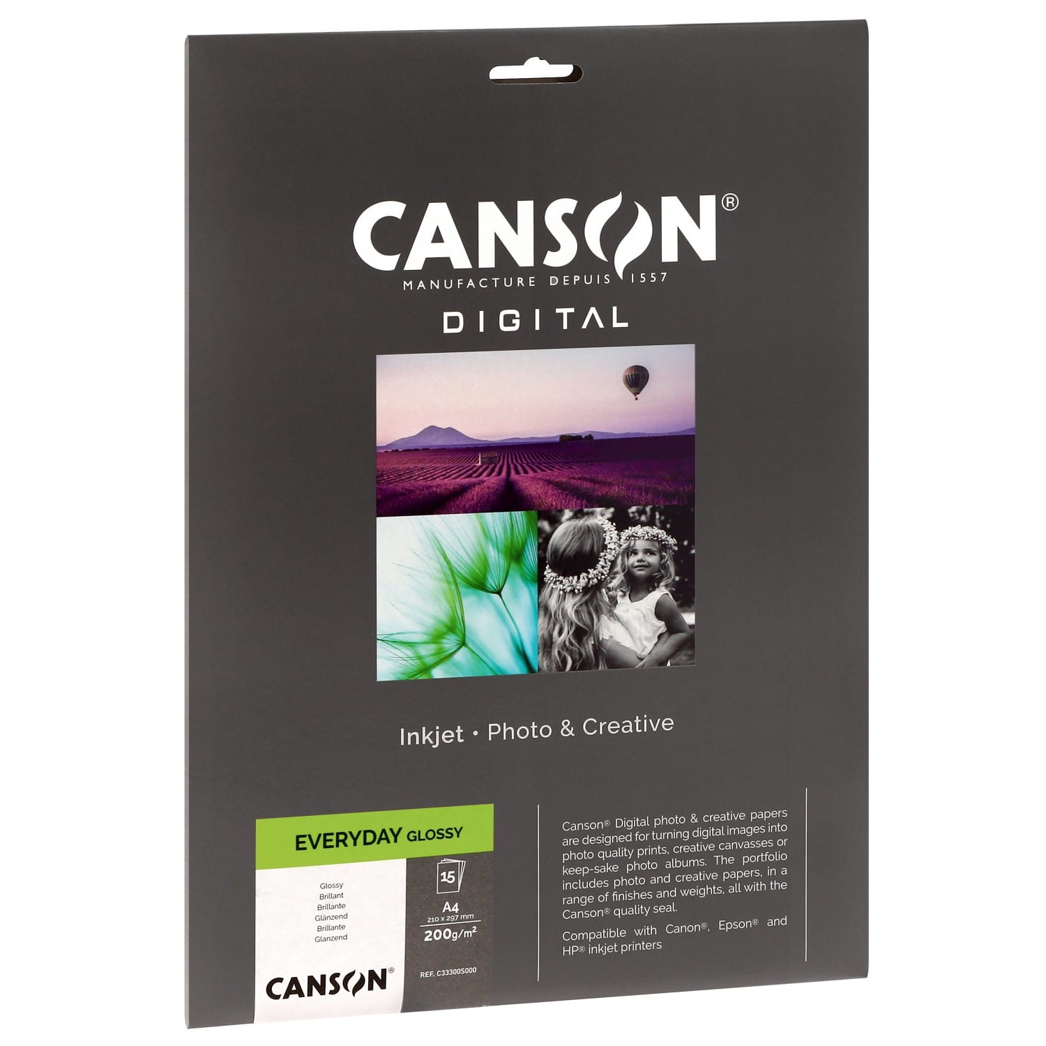 Papier jet d'encre CANSON Digital Everyday brillant 200g - A4 (21x29,7cm) -  15 feuilles
