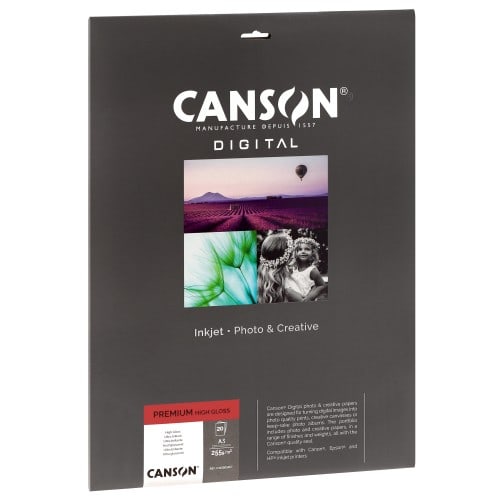 CANSON - Papier jet d'encre Digital Premium ultra brillant 255g - A3 (29,7x42cm) - 20 feuilles