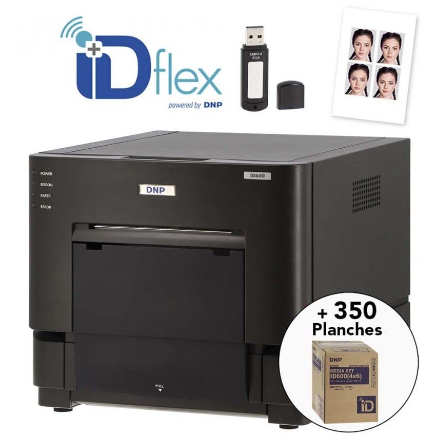 DNP Kit imprimante thermique ID+Flex + 1 carton de consommable pour 350 planches 10x15 cm