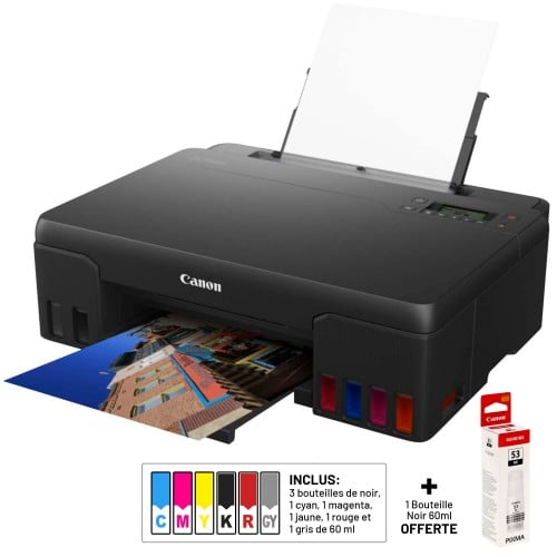 CANON - Imprimante jet d'encre Pixma MegaTank G550 - Format A4 - 1 bouteille d'encre noire offerte