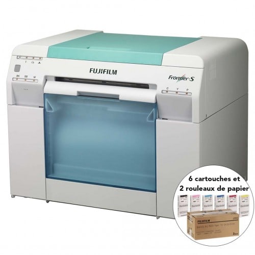 FUJI - Kit imprimante Frontier-S DX100 (Reconditionnée) + 1 jeu d'encres (6 couleurs) + 2 rouleaux de papier (152mm x 65m) brillant
