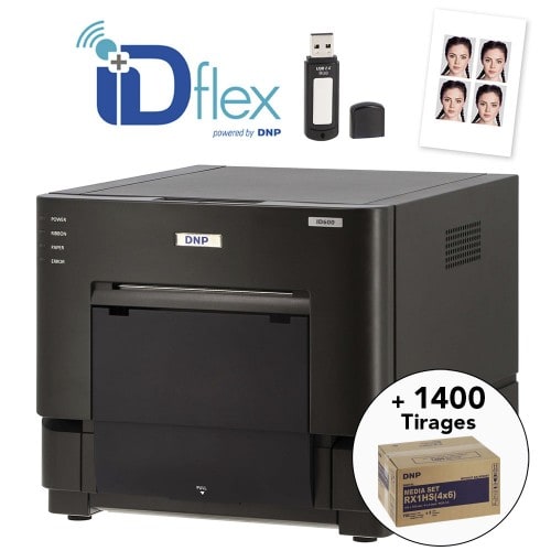 DNP - Kit imprimante thermique ID+Flex + 1 carton de consommable pour 1400 tirages 10x15 cm (non marqué au dos)