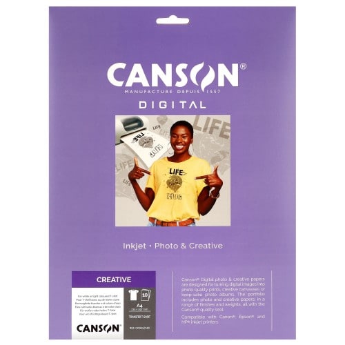 CANSON - Papier sublimation Digital Creative Transfert pour T-shirt blanc 140g - A4 (21x29,7cm) - 10 feuilles