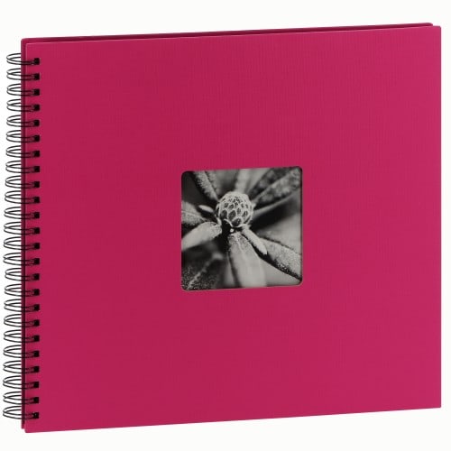 Album photo traditionnel FINE ART SPIRAL - 50 pages noires + feuillets cristal - 300 photos - Couverture Rose Fushia 36x32cm + fenêtre (Reconditionné)