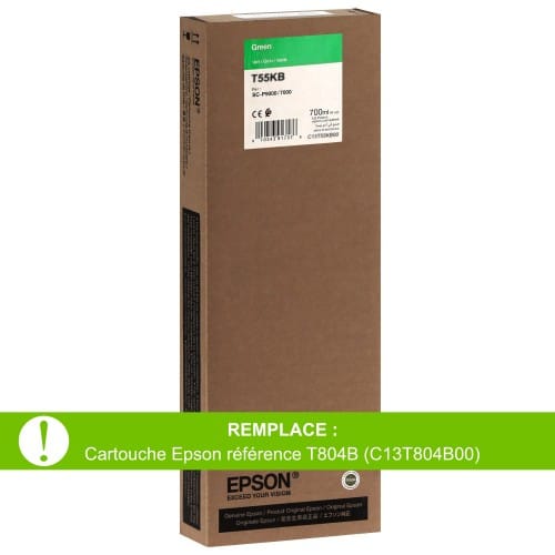 EPSON - Cartouche d'encre traceur T55KB pour imprimante SureColor SC-P7000/P9000 Vert - 700ml (Remplace la réf. T804B)