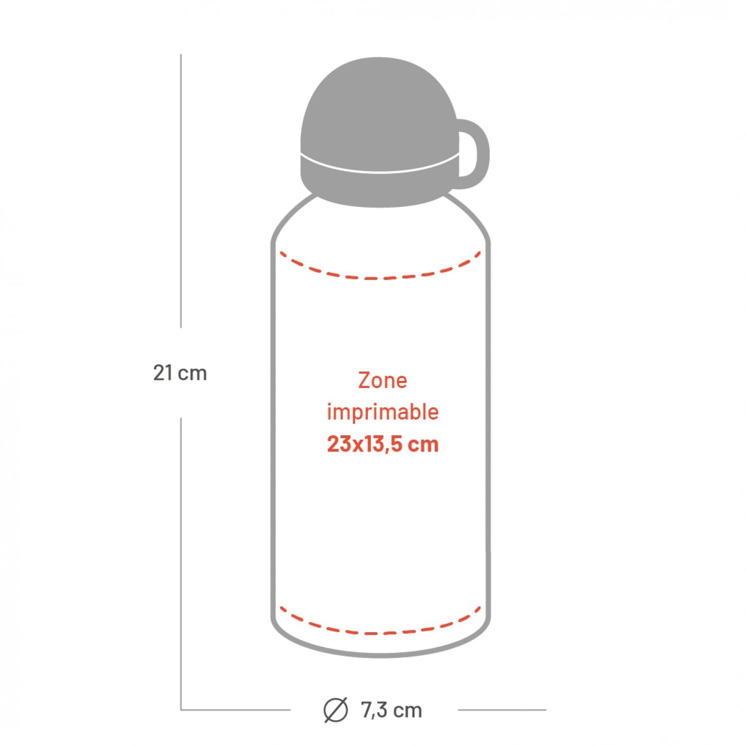 Gourde TECHNOTAPE 600 ml (20oz) Aluminium blanc - Embout buccal à